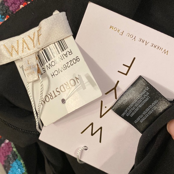 WAYF - NWT - dress: 🌈 striped sequin overlay mini w adj. straps, blk lining - L - Picture 6 of 16